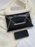 Metallic Crocodile Embossed Flap Square Bag