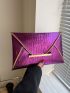 Metallic Crocodile Embossed Contrast Binding Flap Square Bag