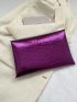 Metallic Crocodile Embossed Contrast Binding Flap Square Bag