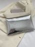 Metallic Crocodile Embossed Flap Square Bag