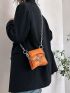 Mini Neon Orange Star Decor Chain Flap Square Bag
