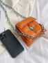 Mini Neon Orange Star Decor Chain Flap Square Bag