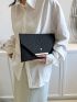 Crocodile Embossed Metal Decor Flap Square Bag
