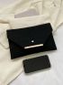Crocodile Embossed Clutch Metal Decor Envelope Bag