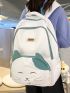 Cat Pattern Classic Backpack Cartoon Ear Decor Preppy For School