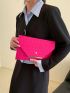Neon Pink Crocodile Embossed Metal Decor Envelope Bag