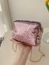 Mini Sequin Decor Chain Square Bag