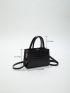 Mini Crocodile Embossed Satchel Double Handle Square Bag