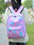 Colorblock Fashion Backpack Heart & Letter Pattern Classic Backpack