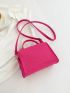 Neon Pink Crocodile Embossed Flap Square Bag