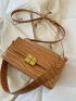 Crocodile Embossed Flap Square Bag