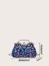 Geometric Pattern Kiss Lock Chain Evening Bag