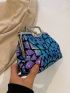 Geometric Pattern Kiss Lock Chain Evening Bag