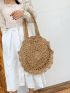 Minimalist Scallop Trim Straw Bag