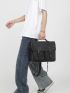 Men Buckle Decor Flap Briefcase