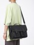Men Buckle Decor Flap Briefcase