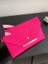 Neon Pink Crocodile Embossed Metal Decor Flap Envelope Bag