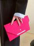 Neon Pink Crocodile Embossed Metal Decor Flap Envelope Bag