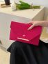 Neon Pink Crocodile Embossed Metal Decor Flap Envelope Bag