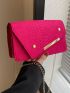 Neon Pink Snakeskin Embossed Flap Chain Square Bag