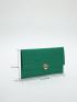 Crocodile Embossed Metal Lock Flap Square Bag