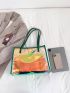 Holographic Shoulder Tote Bag With Inner Pouch, Clear Bag
