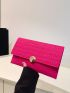 Neon Pink Crocodile Embossed Metal Lock Flap Envelope Bag