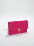 Neon Pink Crocodile Embossed Metal Lock Flap Envelope Bag