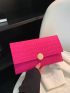 Neon Pink Crocodile Embossed Metal Lock Flap Square Bag