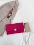Neon Pink Crocodile Embossed Metal Lock Flap Square Bag