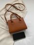 Small Square Bag Stitch Detail Minimalist PU
