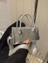 Metallic Crocodile Embossed Square Bag