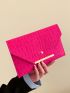 Neon Pink Crocodile Embossed Metal Decor Envelope Bag