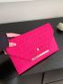 Neon Pink Crocodile Embossed Metal Decor Envelope Bag