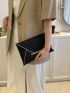 Geometric Pattern Envelope Bag Metal Decor Flap Clutches Bag