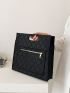 Zip Front Stitch Detail Square Bag