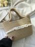 Mini Contrast Lace Double Handle Crochet Bag
