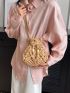 Hollow Out Crochet Bag Drawstring Bucket Bag For Vacation