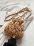 Hollow Out Crochet Bag Drawstring Bucket Bag For Vacation