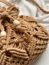 Hollow Out Crochet Bag Drawstring Bucket Bag For Vacation
