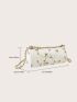 Floral Embroidered Chain Bucket Bag