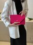 Neon Pink Crocodile Embossed Metal Decor Flap Envelope Bag