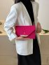 Neon Pink Crocodile Embossed Metal Decor Flap Envelope Bag
