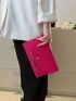 Neon Pink Crocodile Embossed Metal Decor Flap Envelope Bag