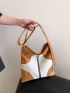 Colorblock Letter Patch Decor Hobo Bag