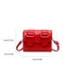 Mini Messenger Bag Buckle Decor PU Neon Red Funky For Daily Life