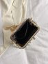 Faux Pearl Decor Kiss Lock Chain Satchel Bag