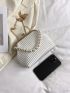 Faux Pearl Decor Kiss Lock Chain Satchel Bag