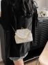 Faux Pearl Decor Kiss Lock Chain Satchel Bag