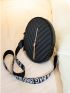Tassel Decor Circle Bag Black Crossbody Bag